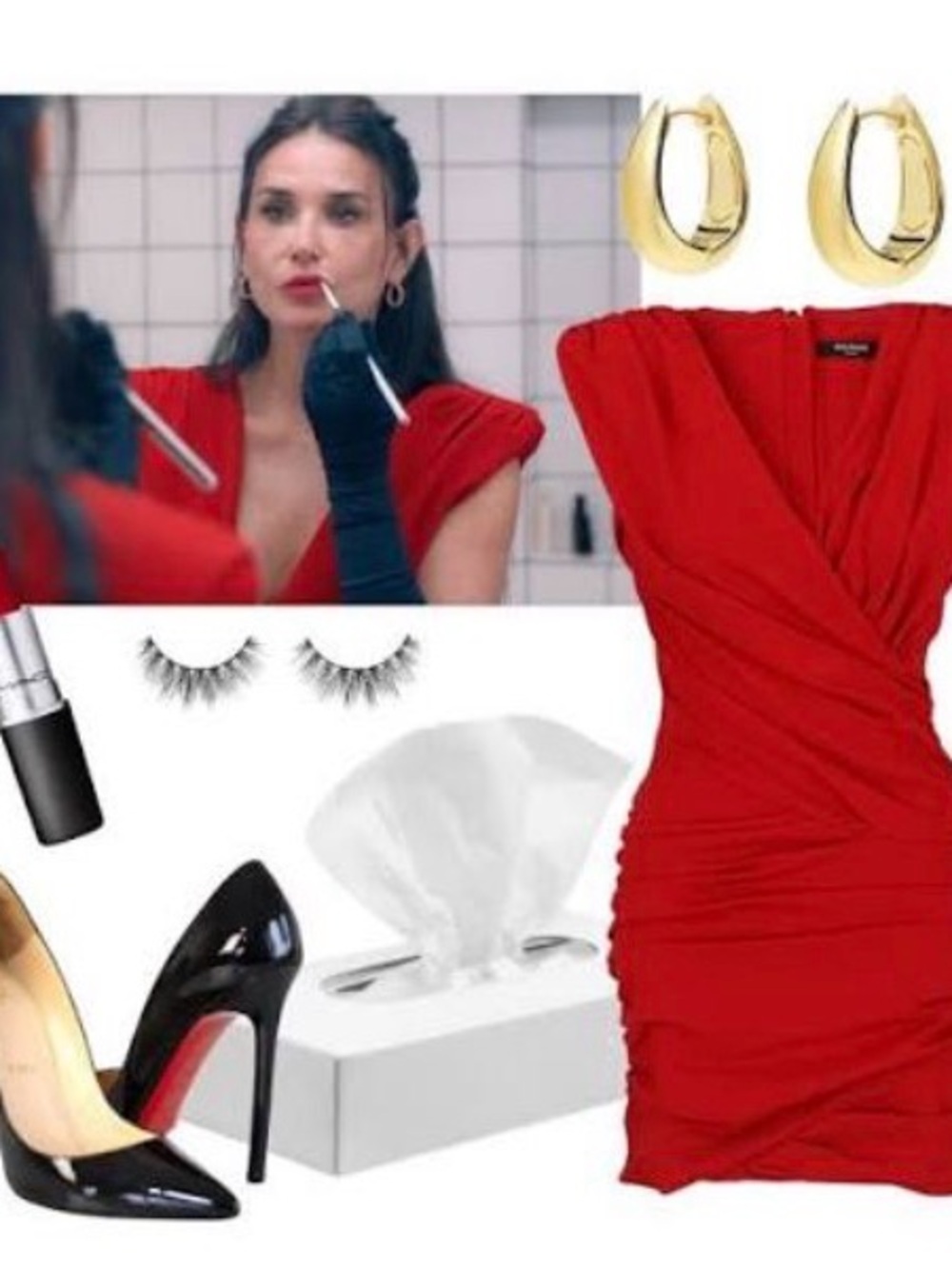Balmain Red Draped Sleeveless Mini Dress - Picture 1 of 8